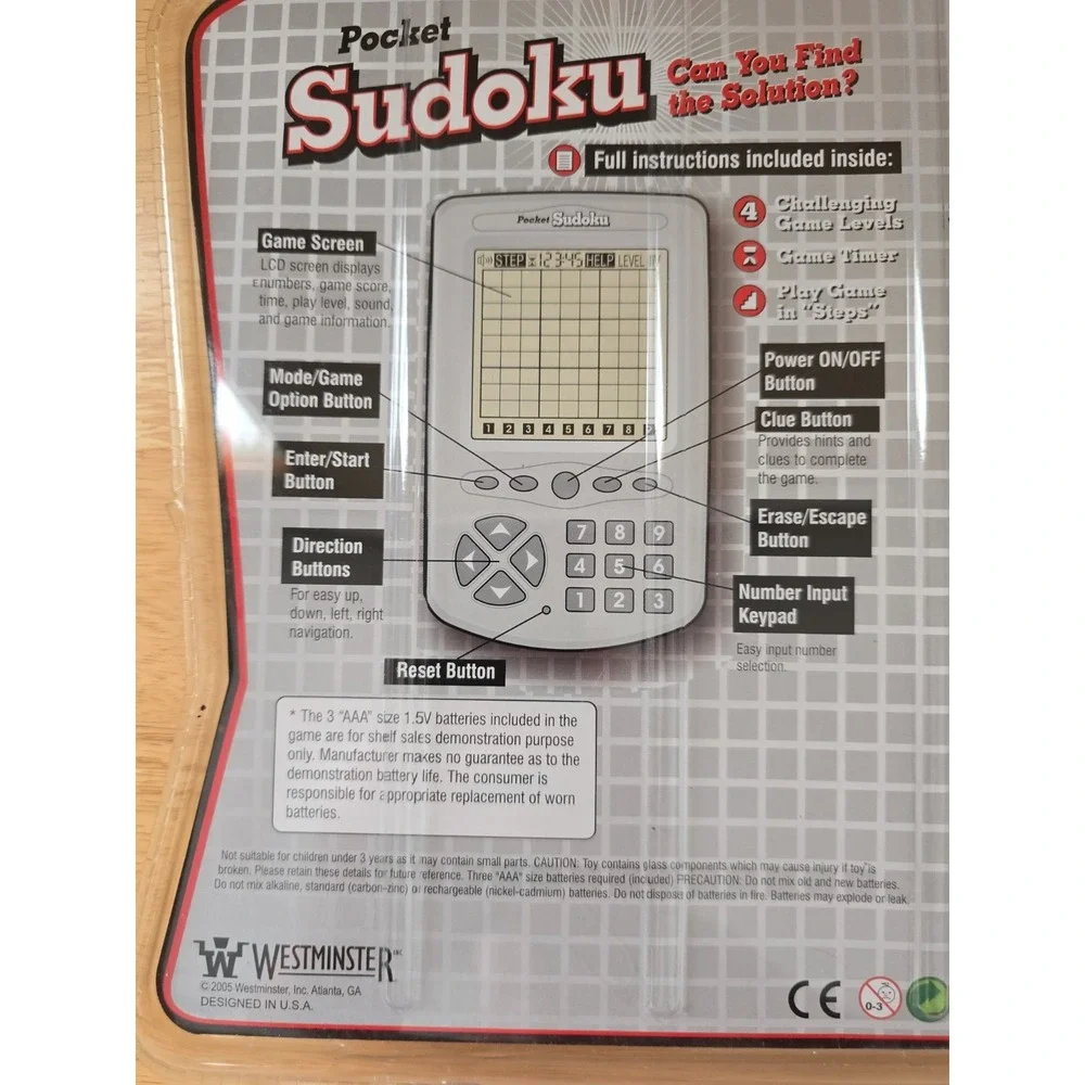 Vintage 2005 Pocket Sudoku Electronic Game Puzzle Book NEW SEALED NOS
